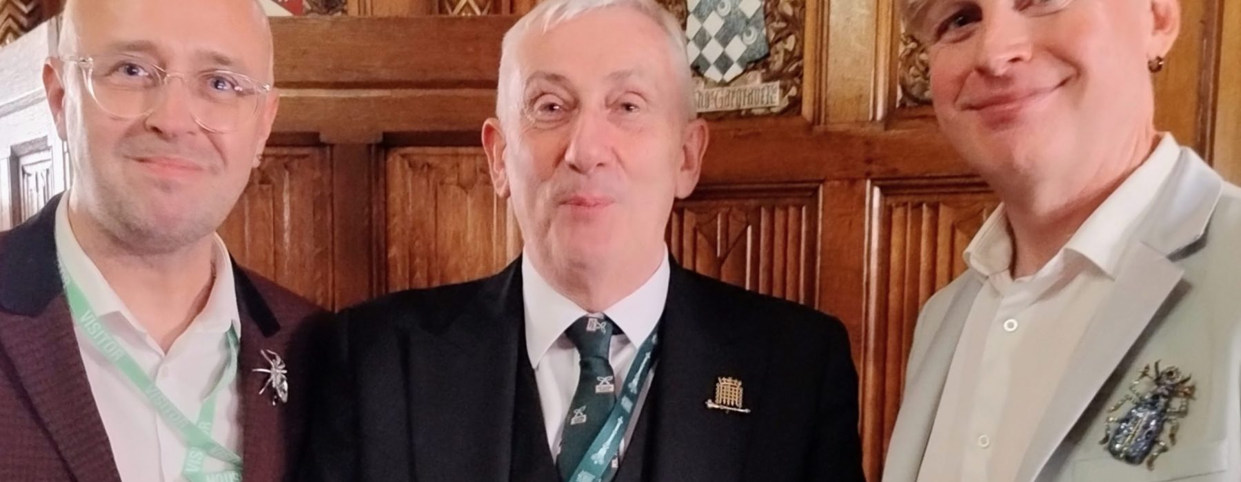 Sir Lindsay Hoyle with the co-founders of Pride Wide Scott Nunn and Tris Reid-Smith.
